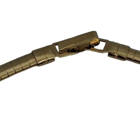 Vintage 80s/90s Roman Jewelry Blue Crystal Gold-Tone Omega Collar Necklace - Picture 6 of 7